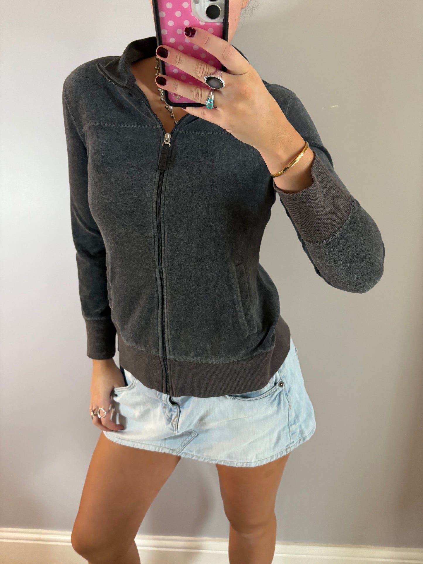 grey zip up