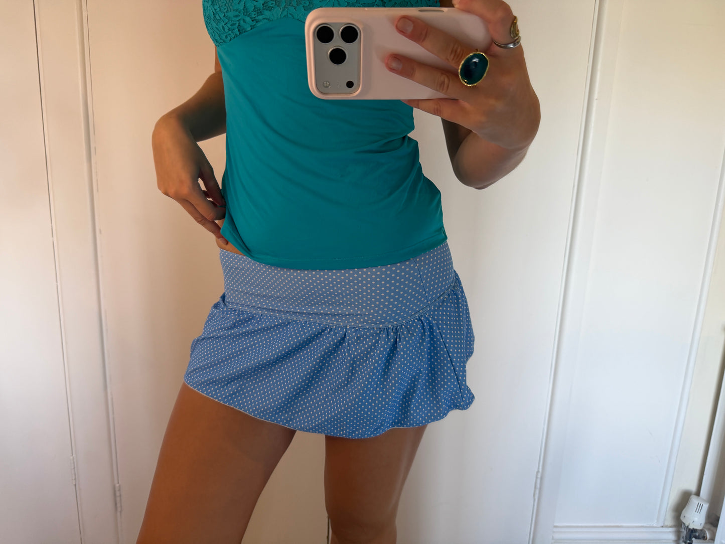polka mini skirt