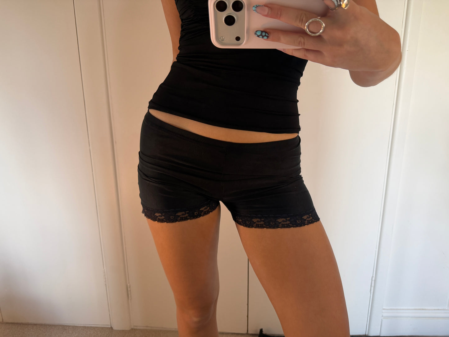 black mini shorts