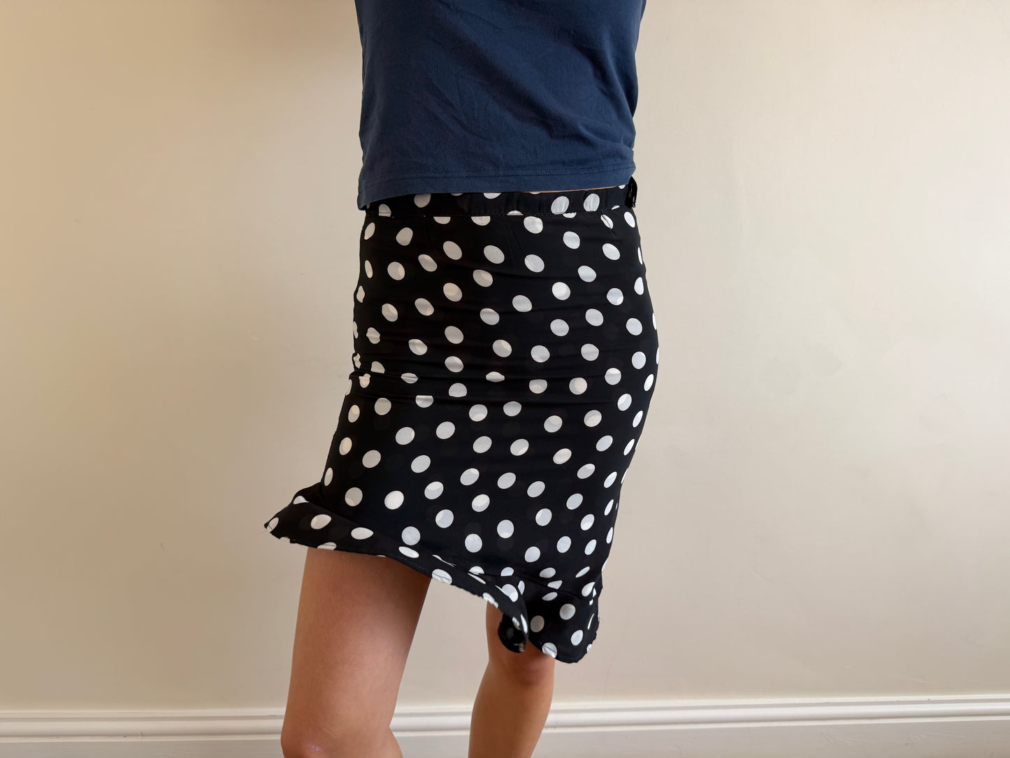 polka midi skirt