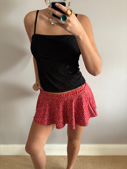 polka dot mini skirt
