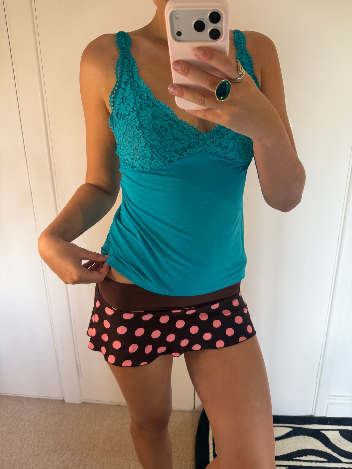 polka mini skirt