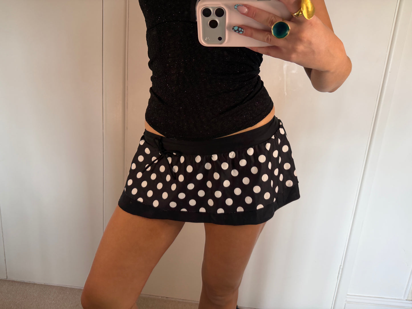 polka dot mini skirt