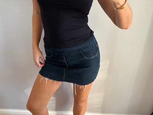 denim mini skirt