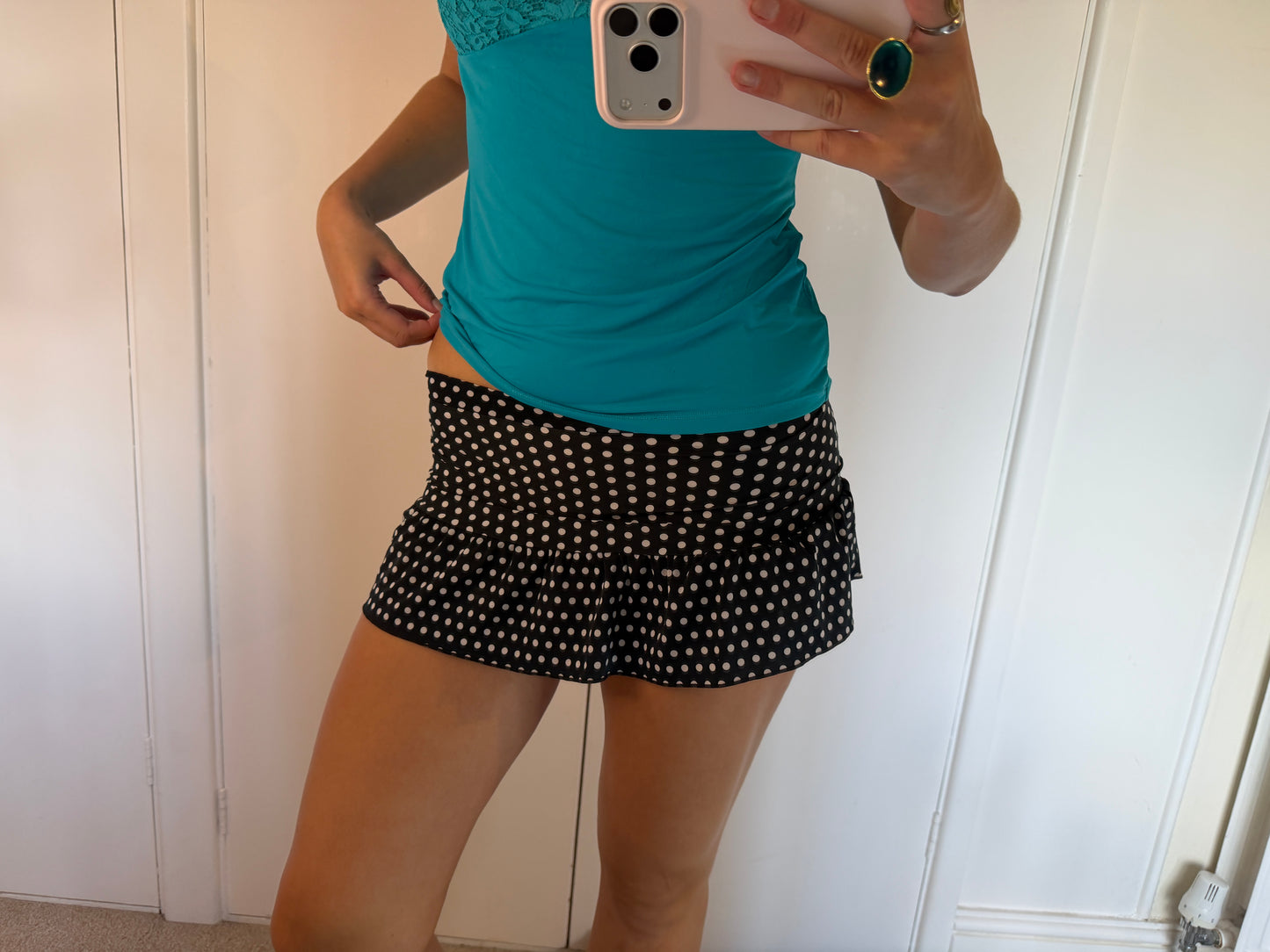 polka mini skirt