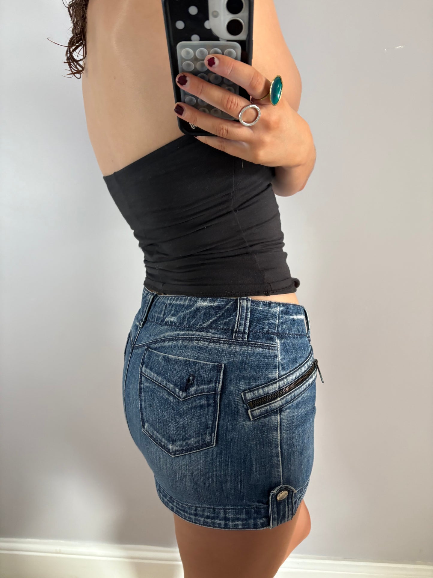 denim mini skirt