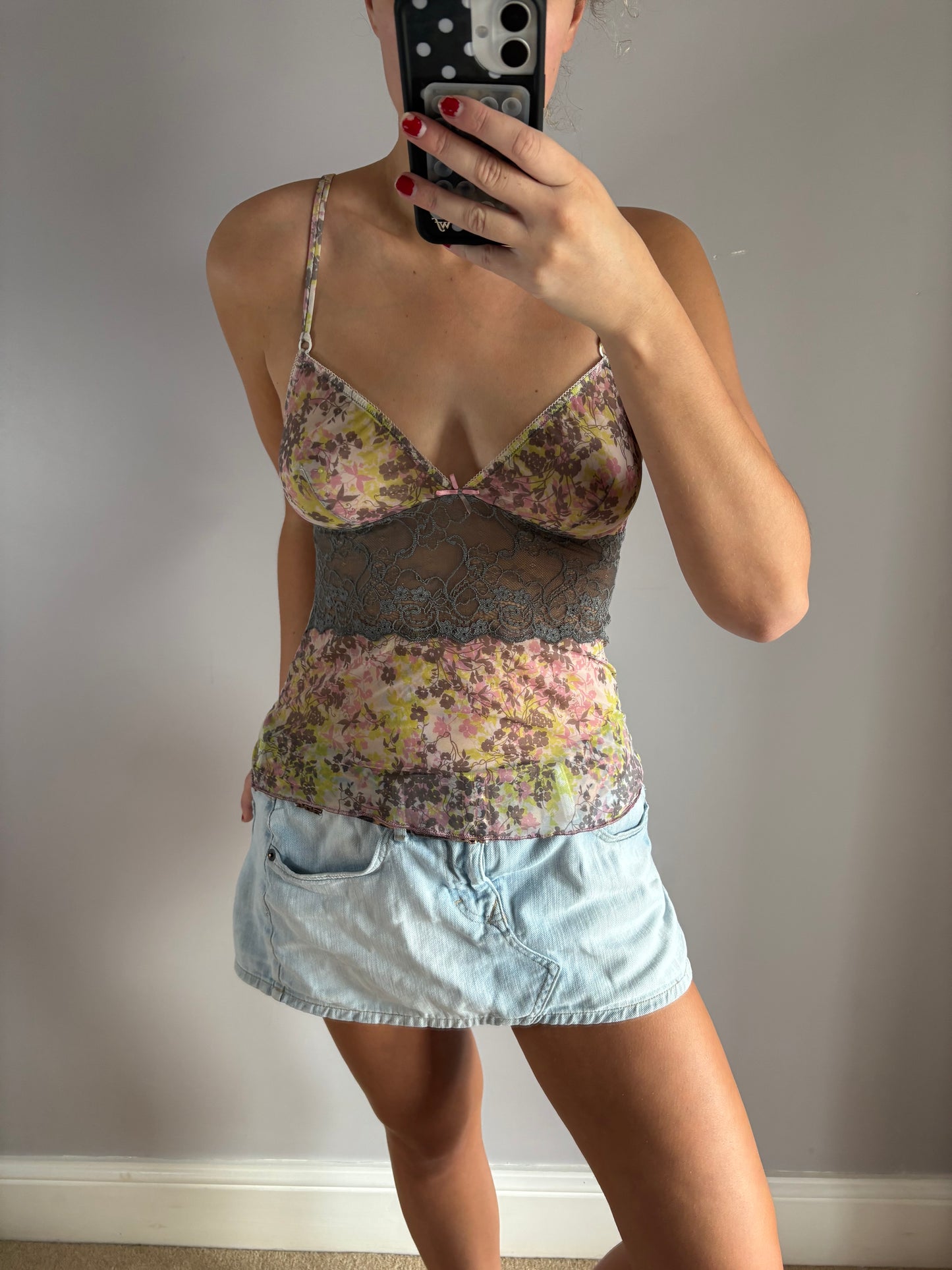 flower mesh cami