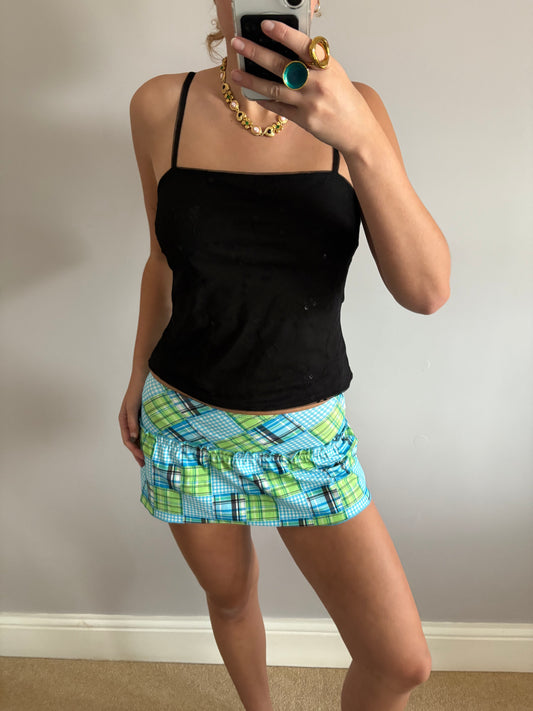 checkered mini skirt