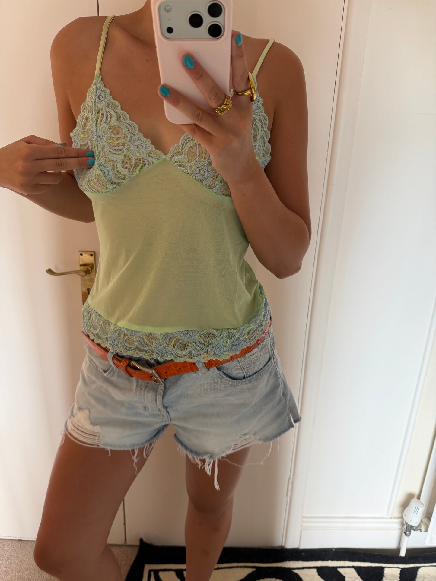 green laced cami
