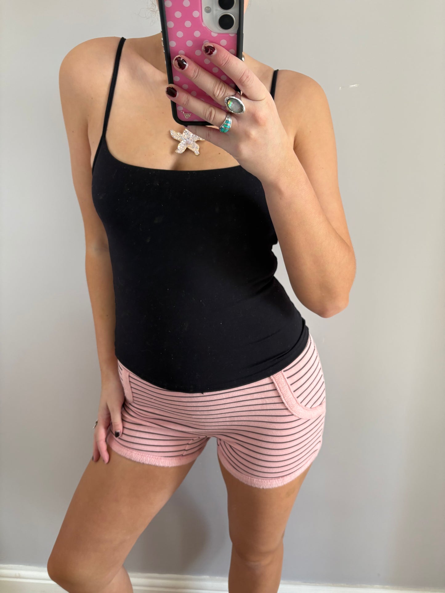 pinstriped mini shorts