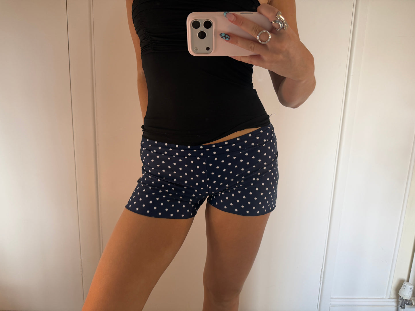 polka mini shorts