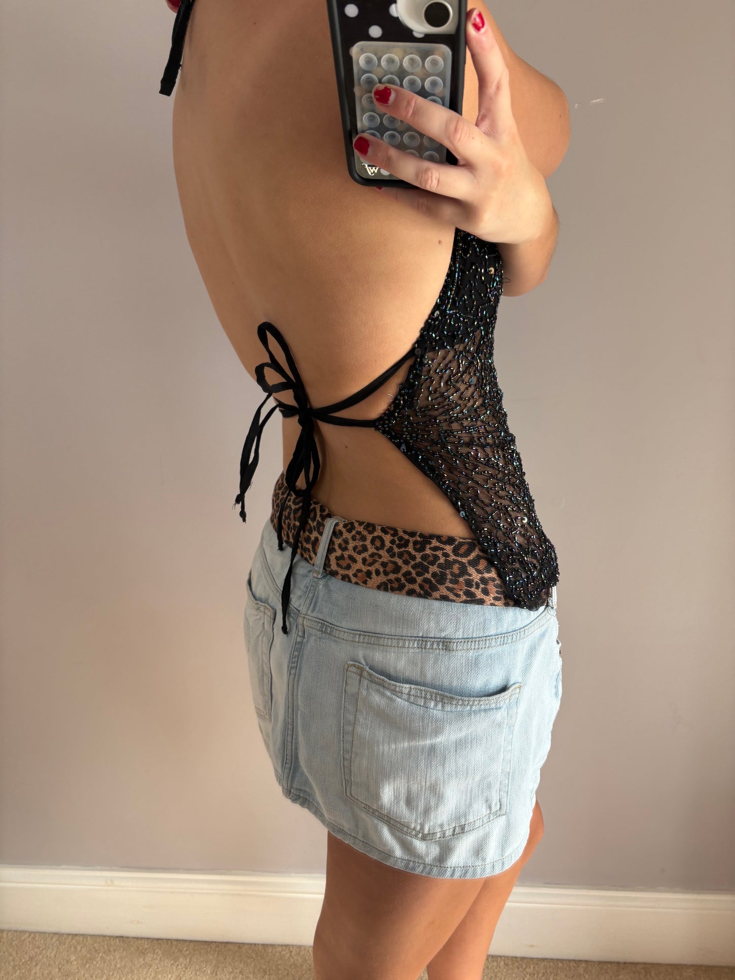 beaded backless cami