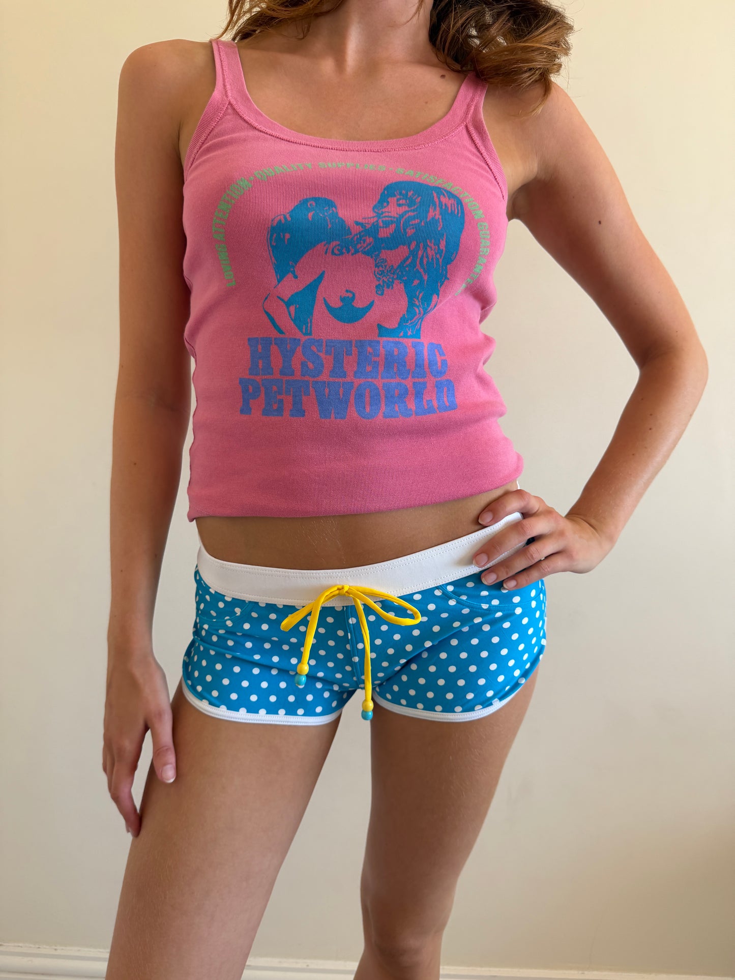 polka dot mini swim shorts