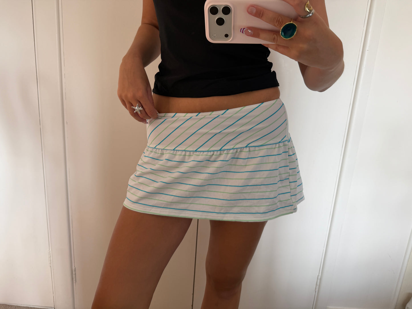 striped mini skirt