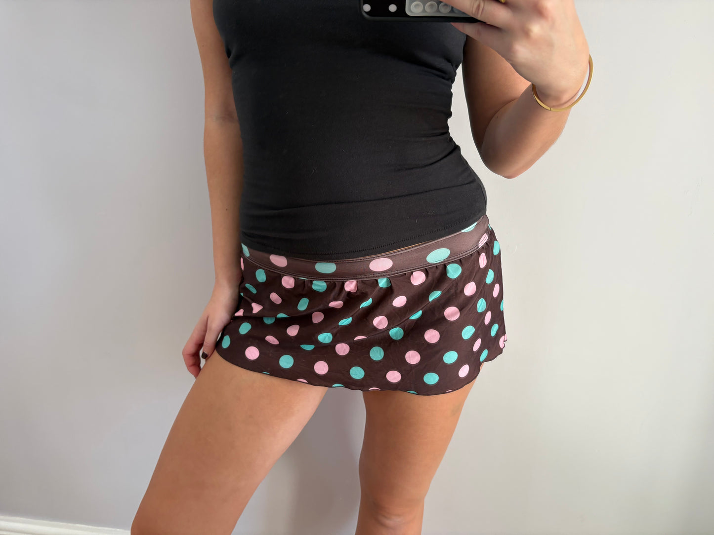 polka dot mini skirt
