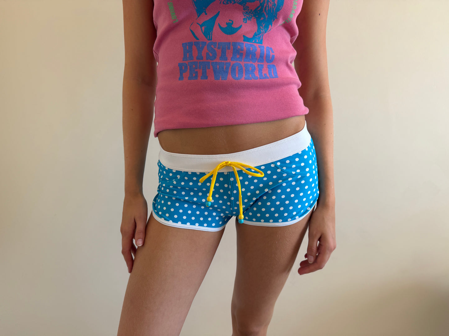polka dot mini swim shorts