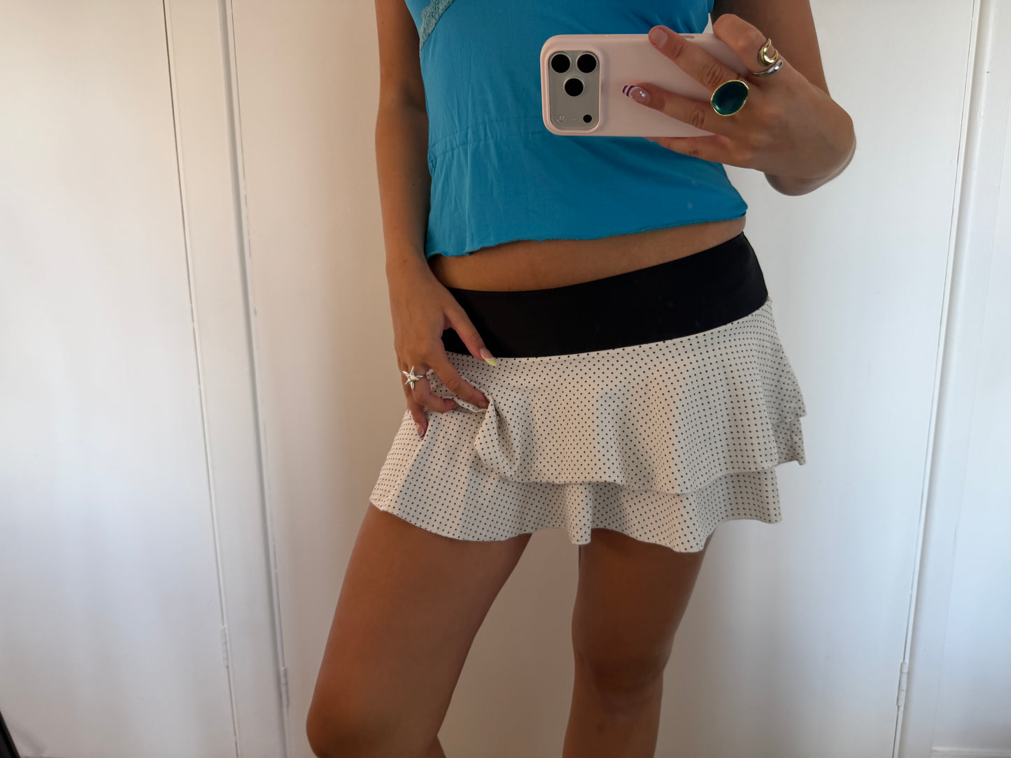 polka mini skirt