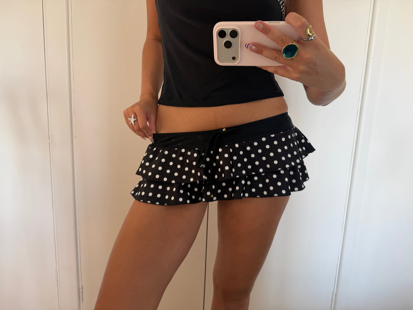 polka mini skirt