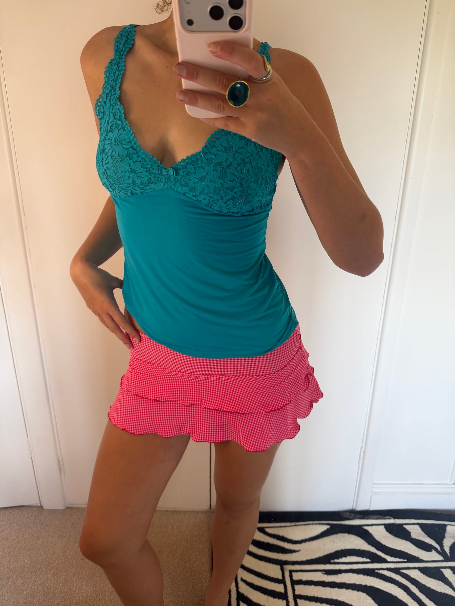 pink mini skirt