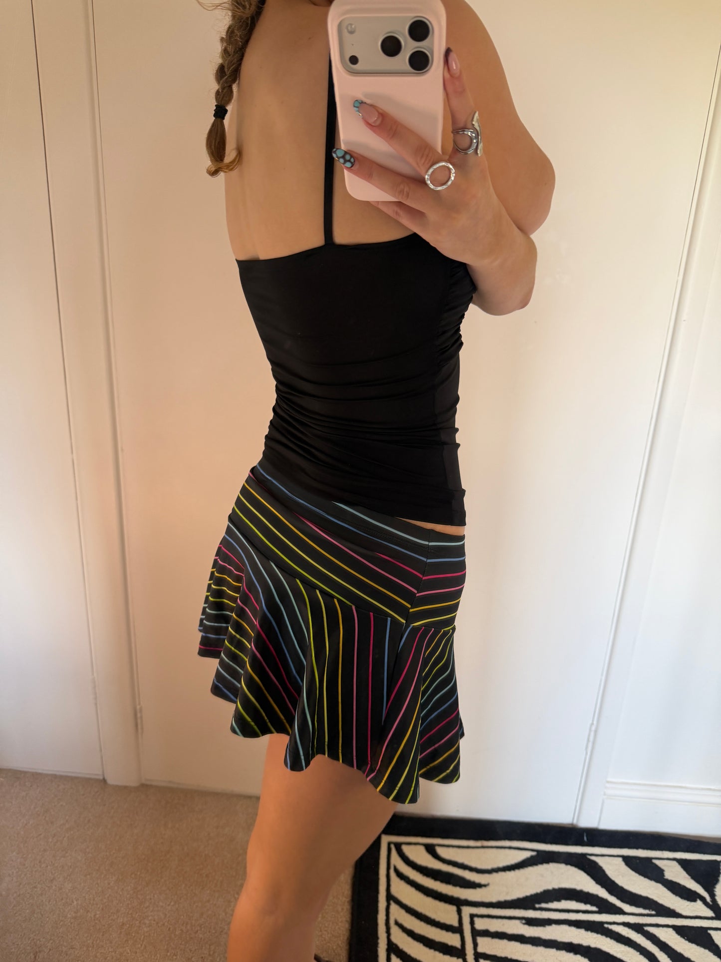 striped mini skirt