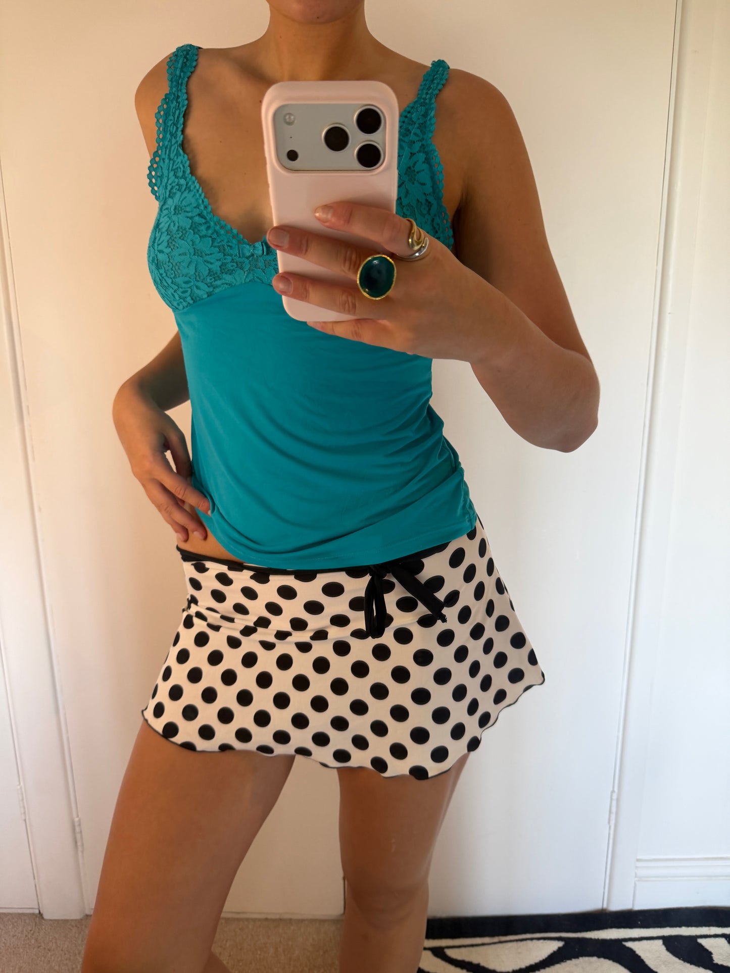 polka mini skirt