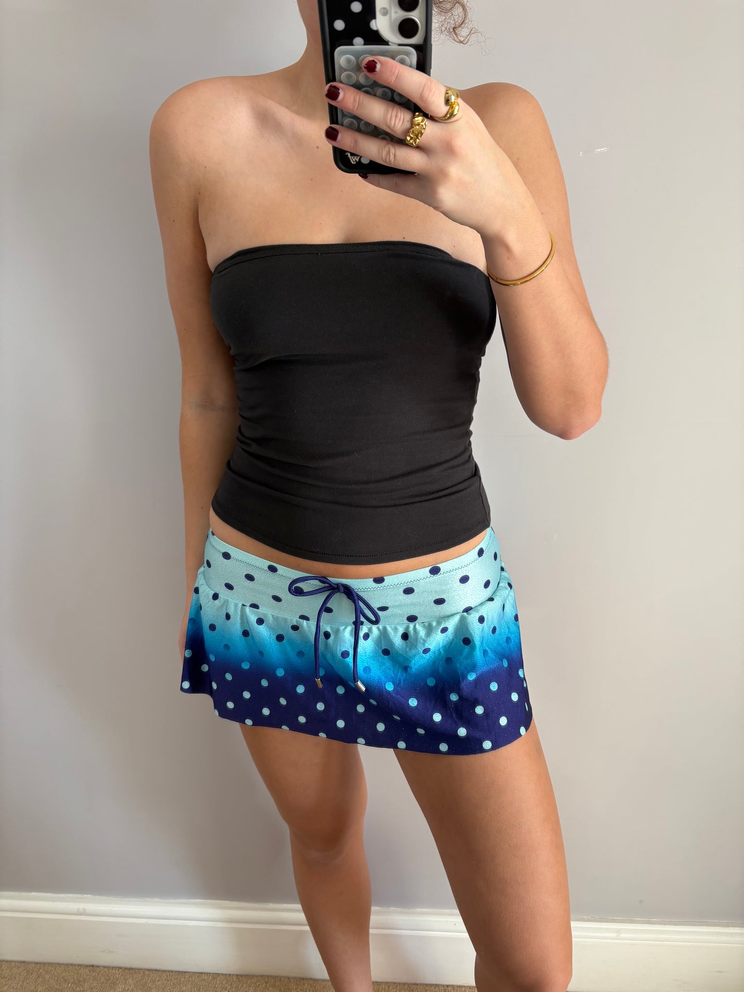 polka dot mini skirt