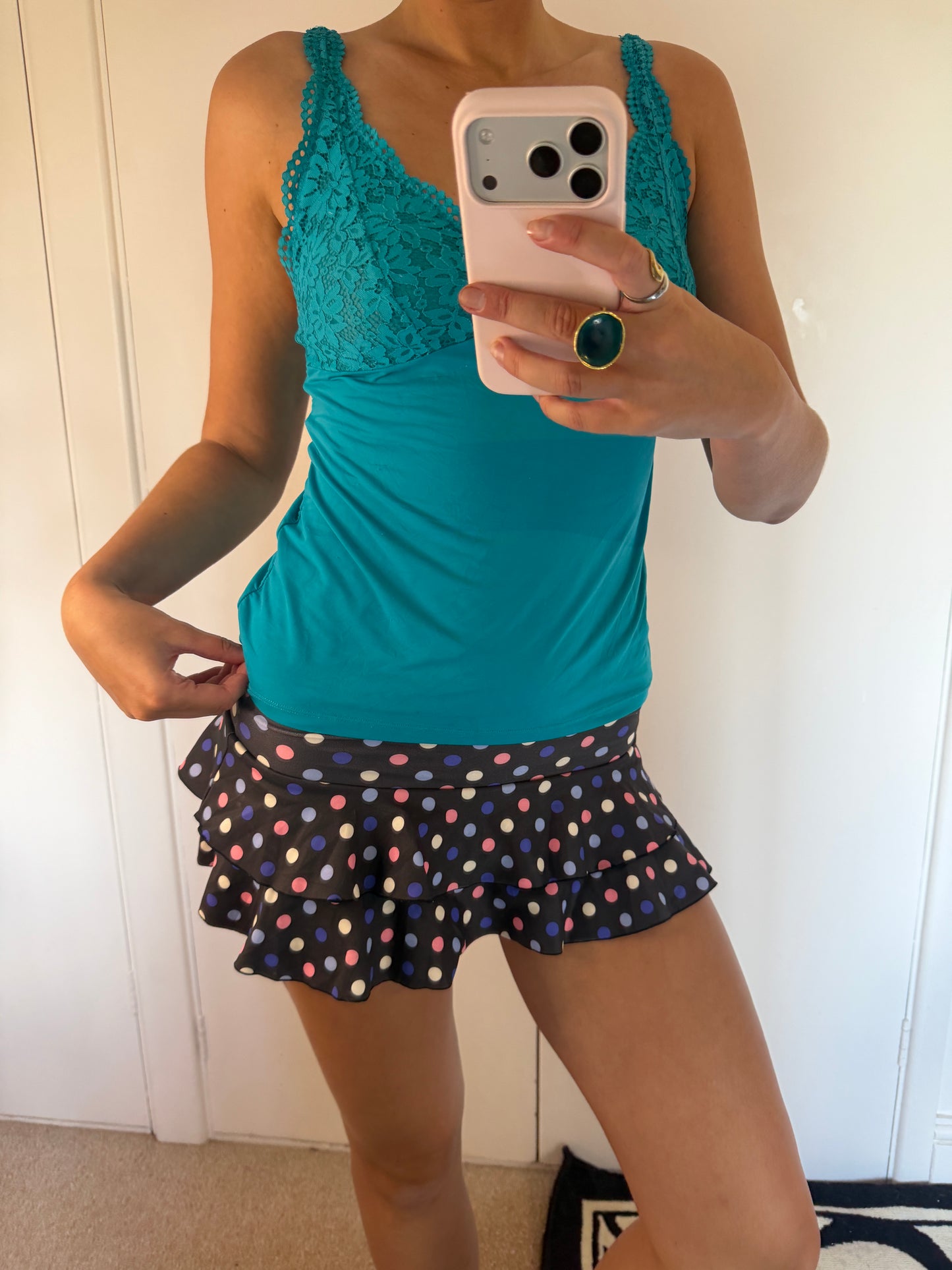 polka mini skirt