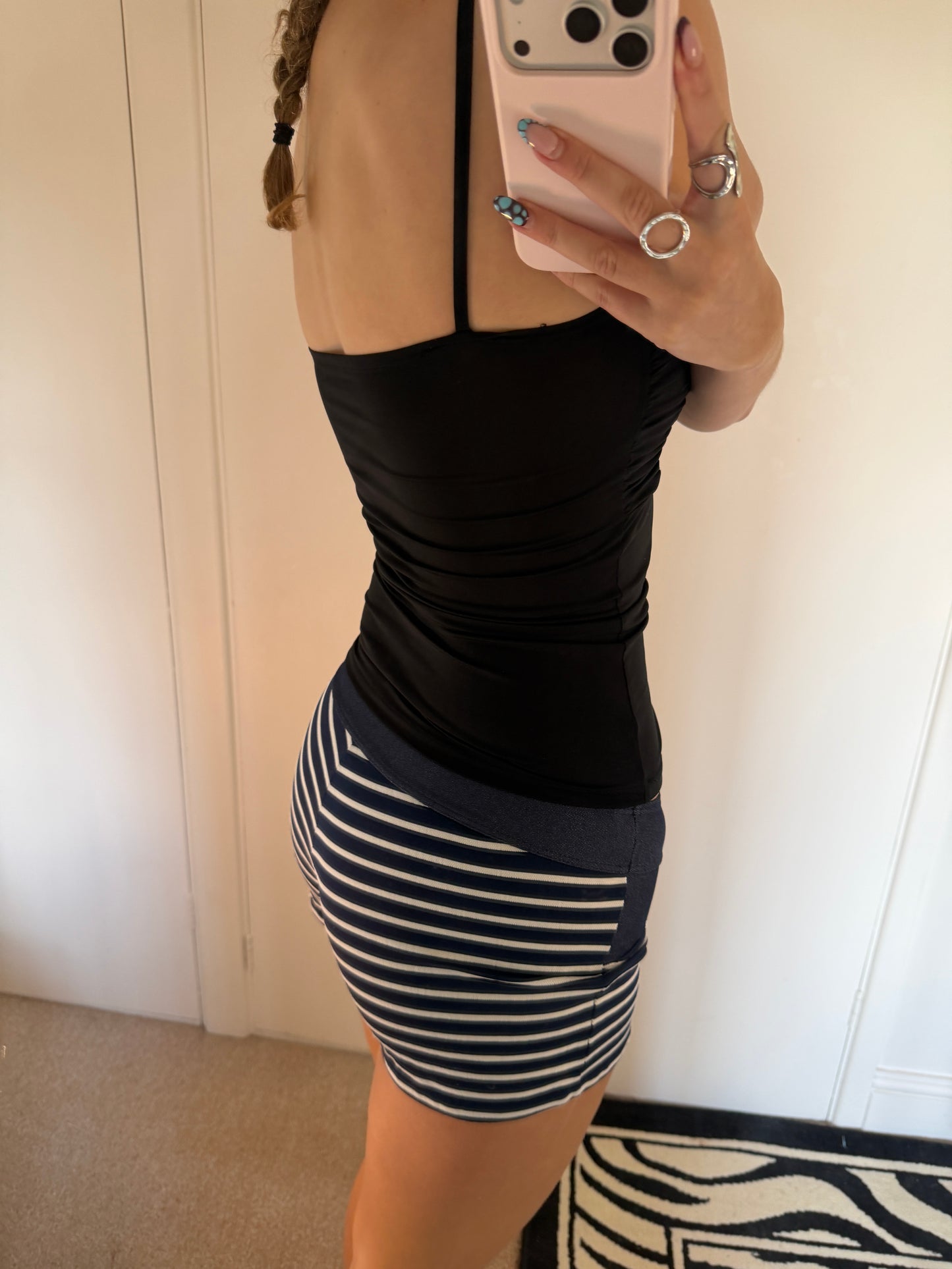 striped mini shorts