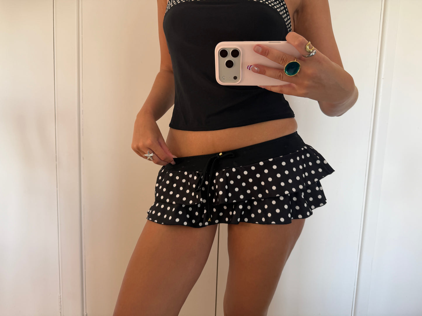 polka mini skirt