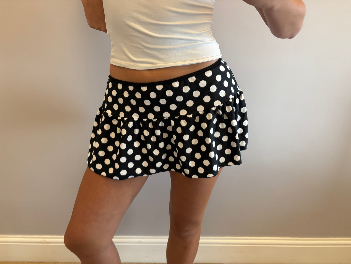 polka dot mini skirt