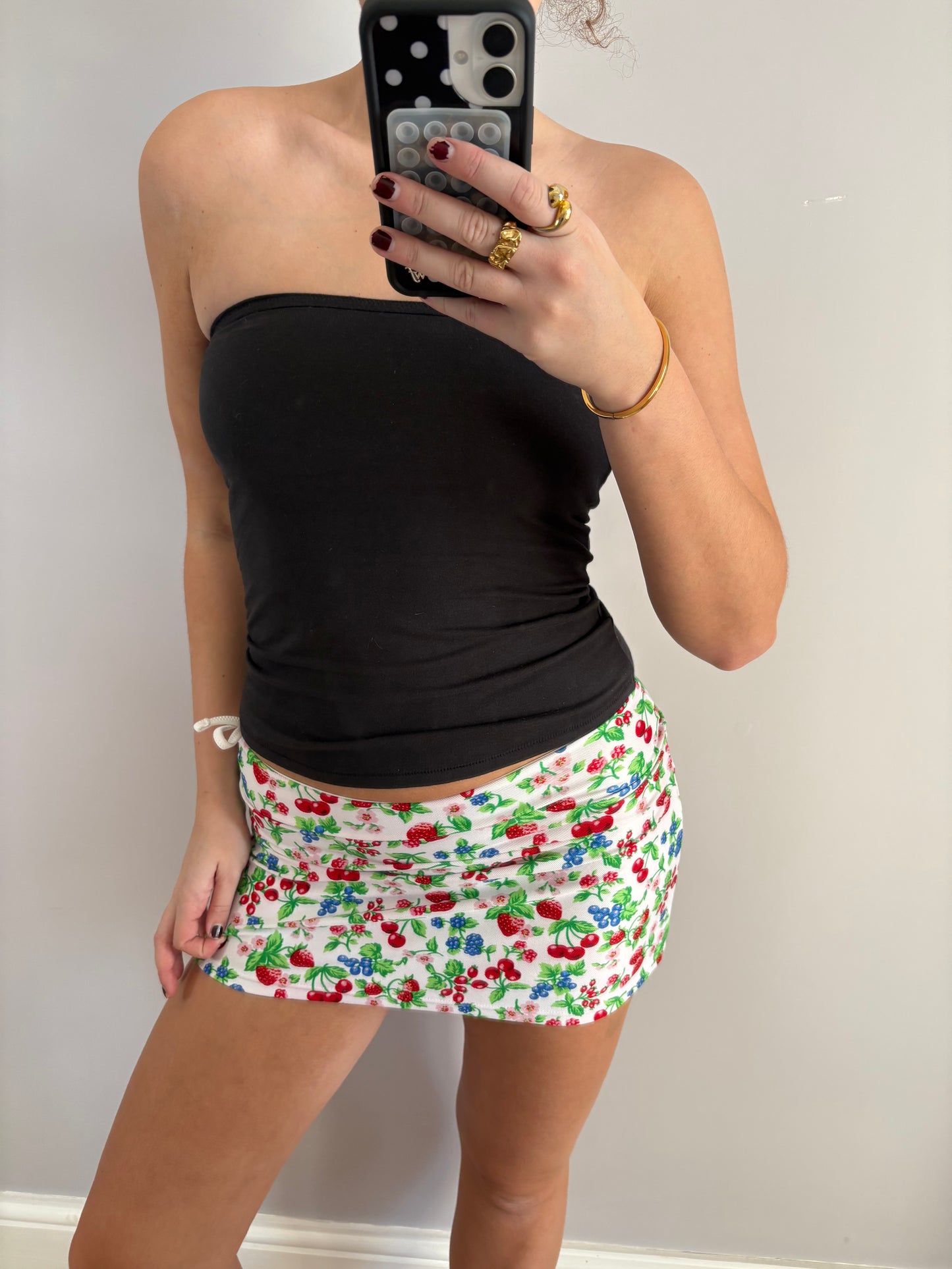 cherry mini skirt
