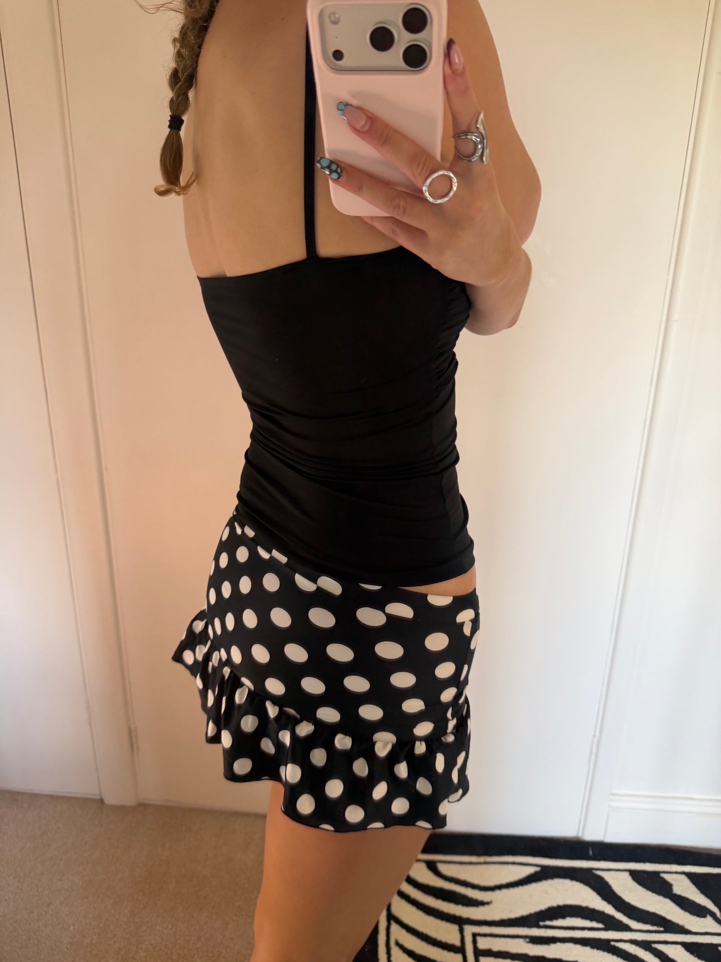 polka mini skirts