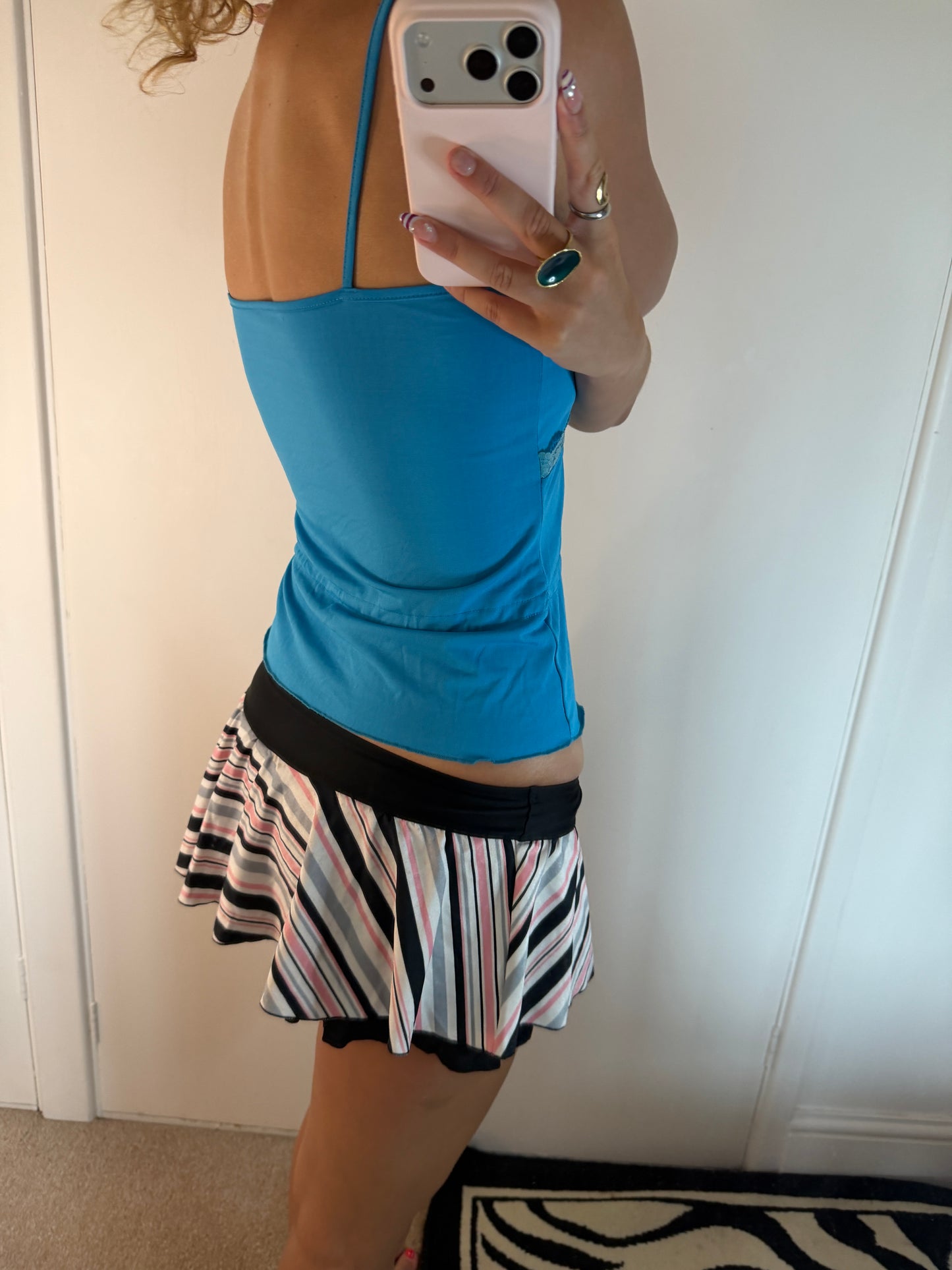 striped mini skirt