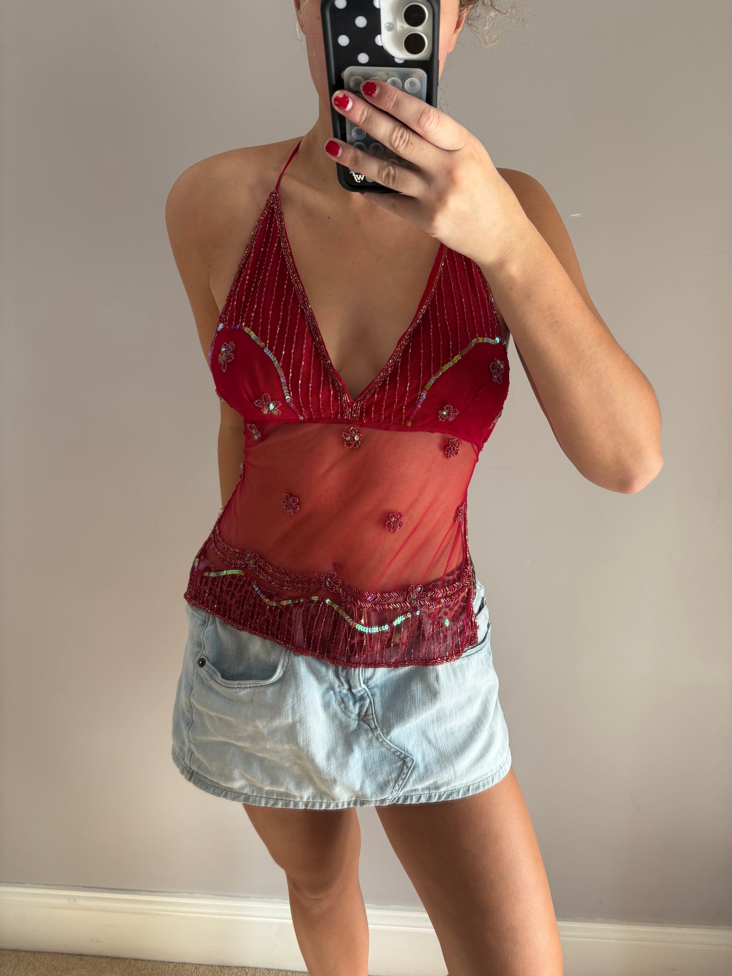 beaded backless cami