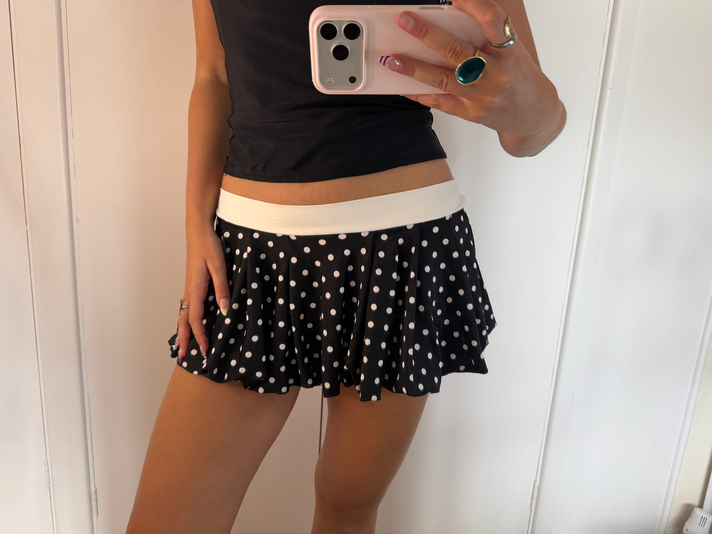 polka mini skirt