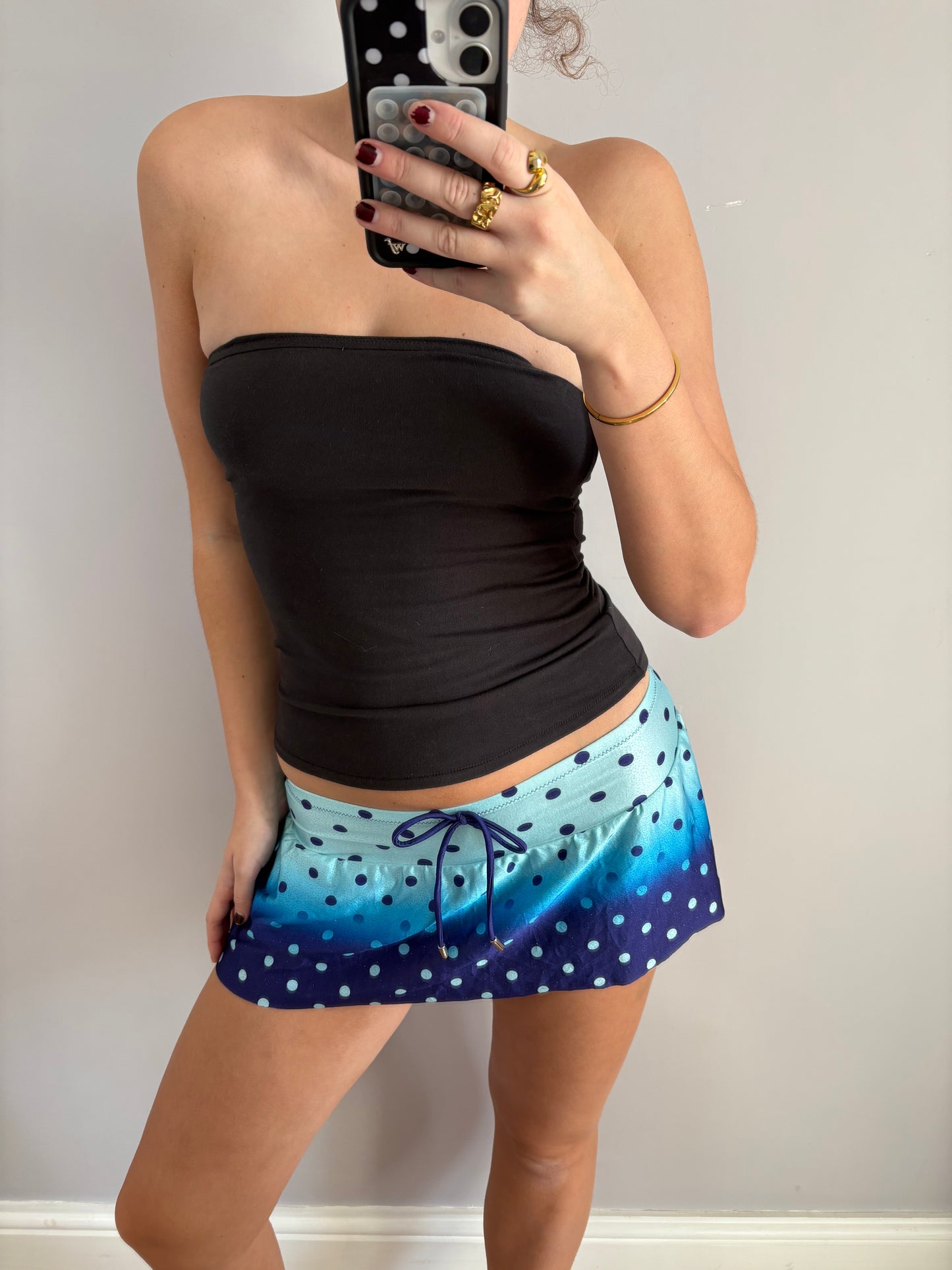 polka dot mini skirt