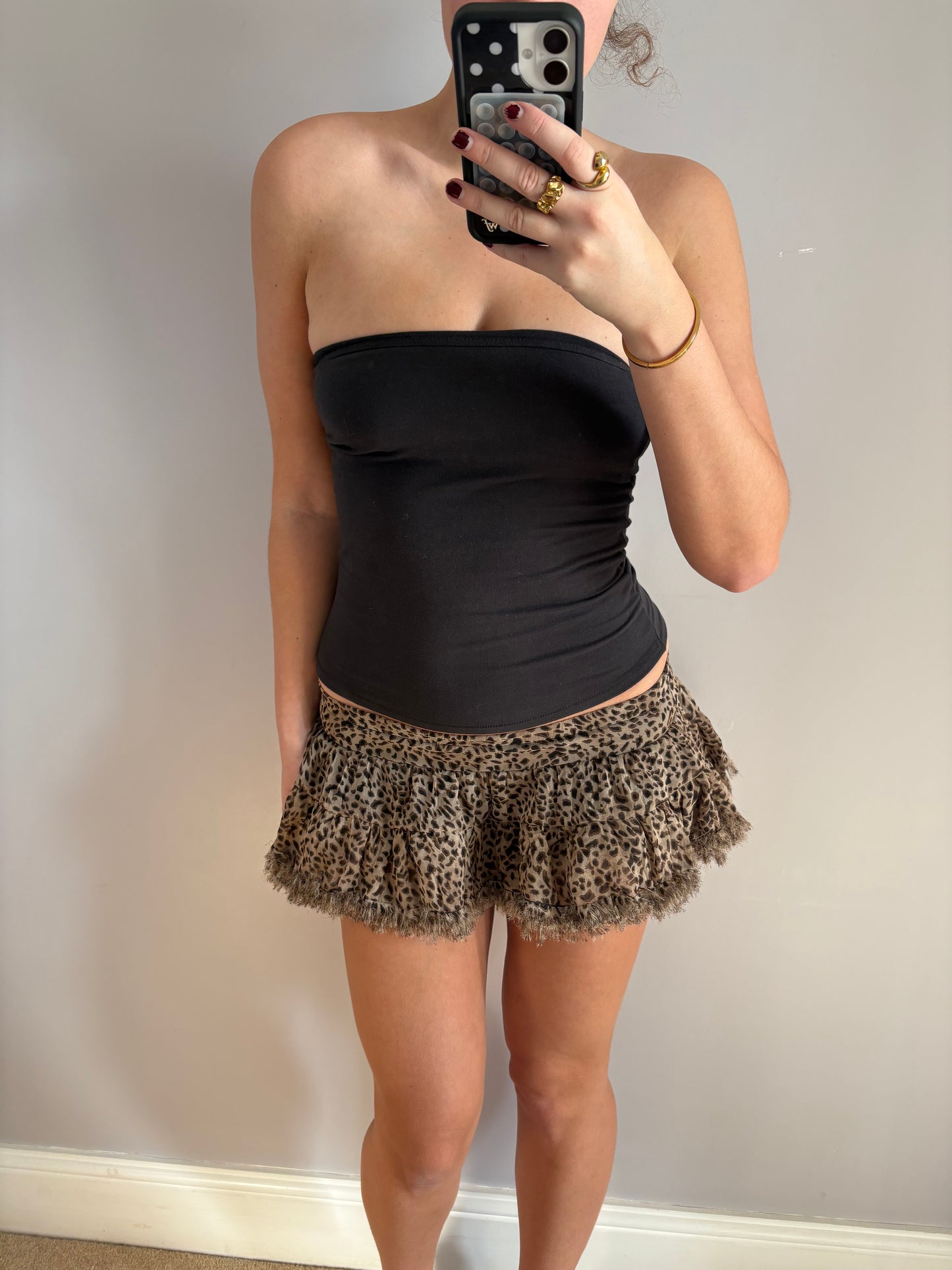 leopard mini skirt