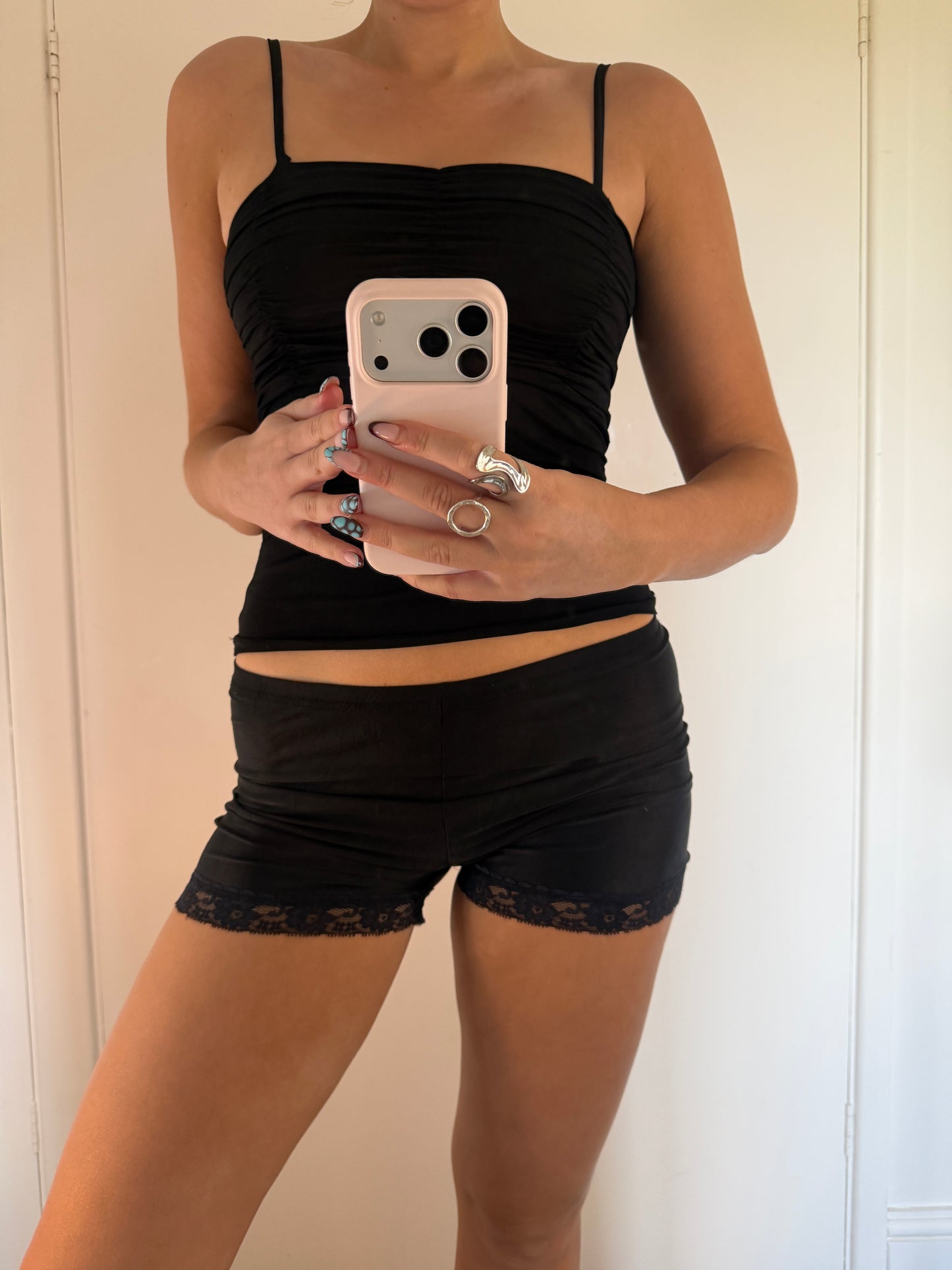 black mini shorts