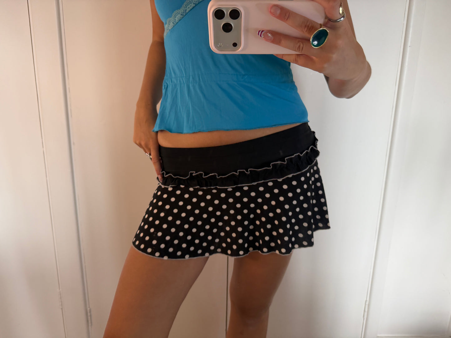 polka mini skirt
