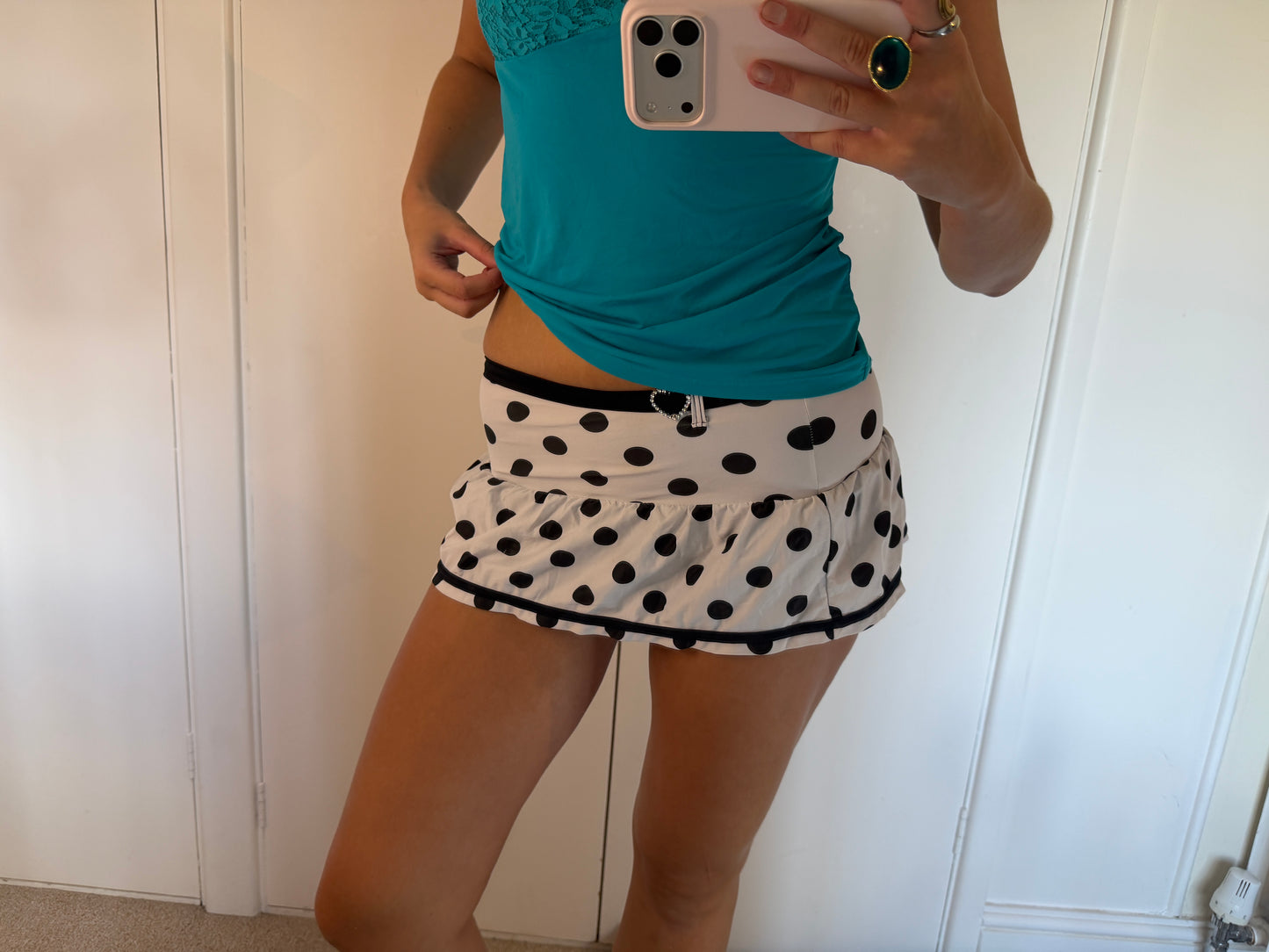 polka mini skirt