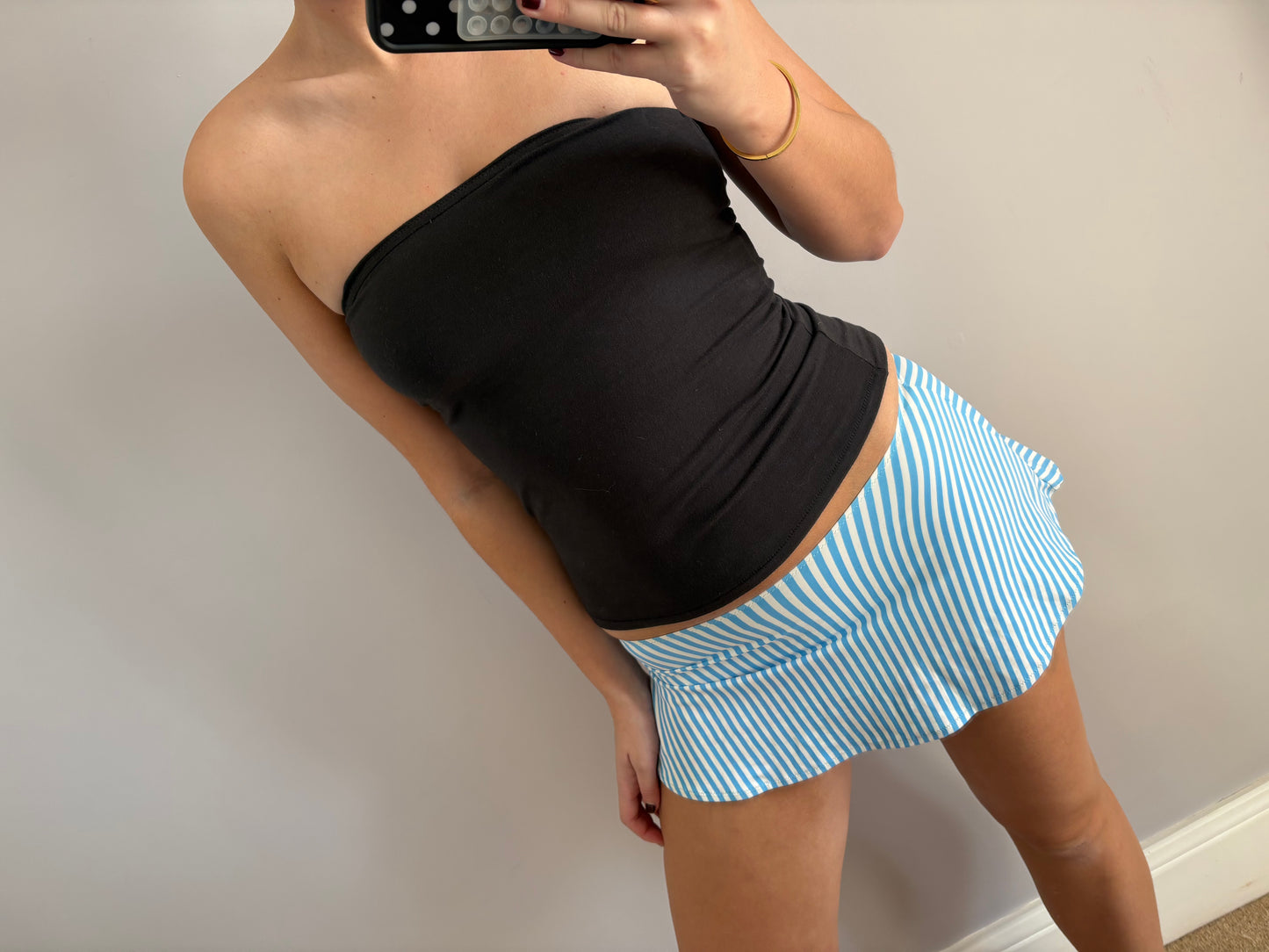 pinstriped mini skirt