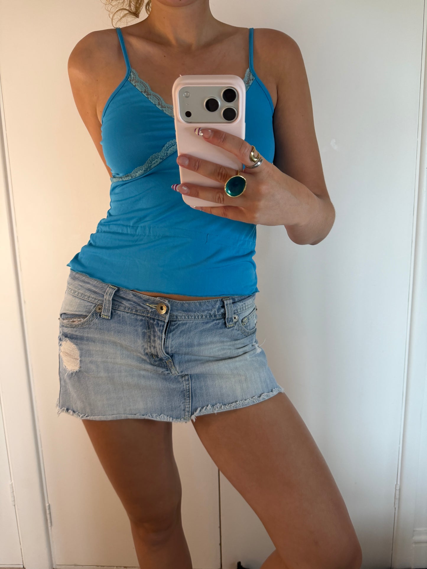 denim mini skirt