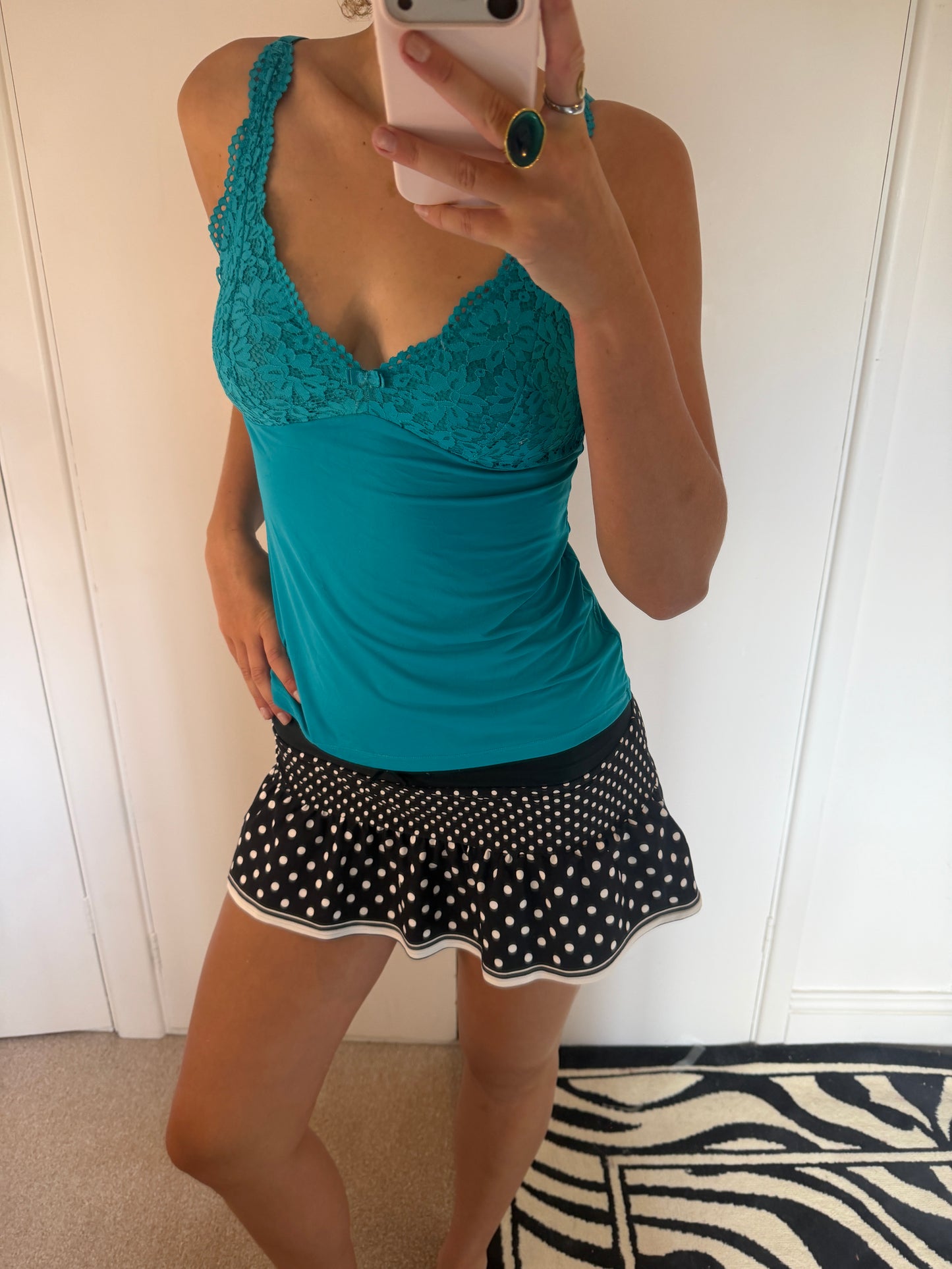 polka dot mini skirt