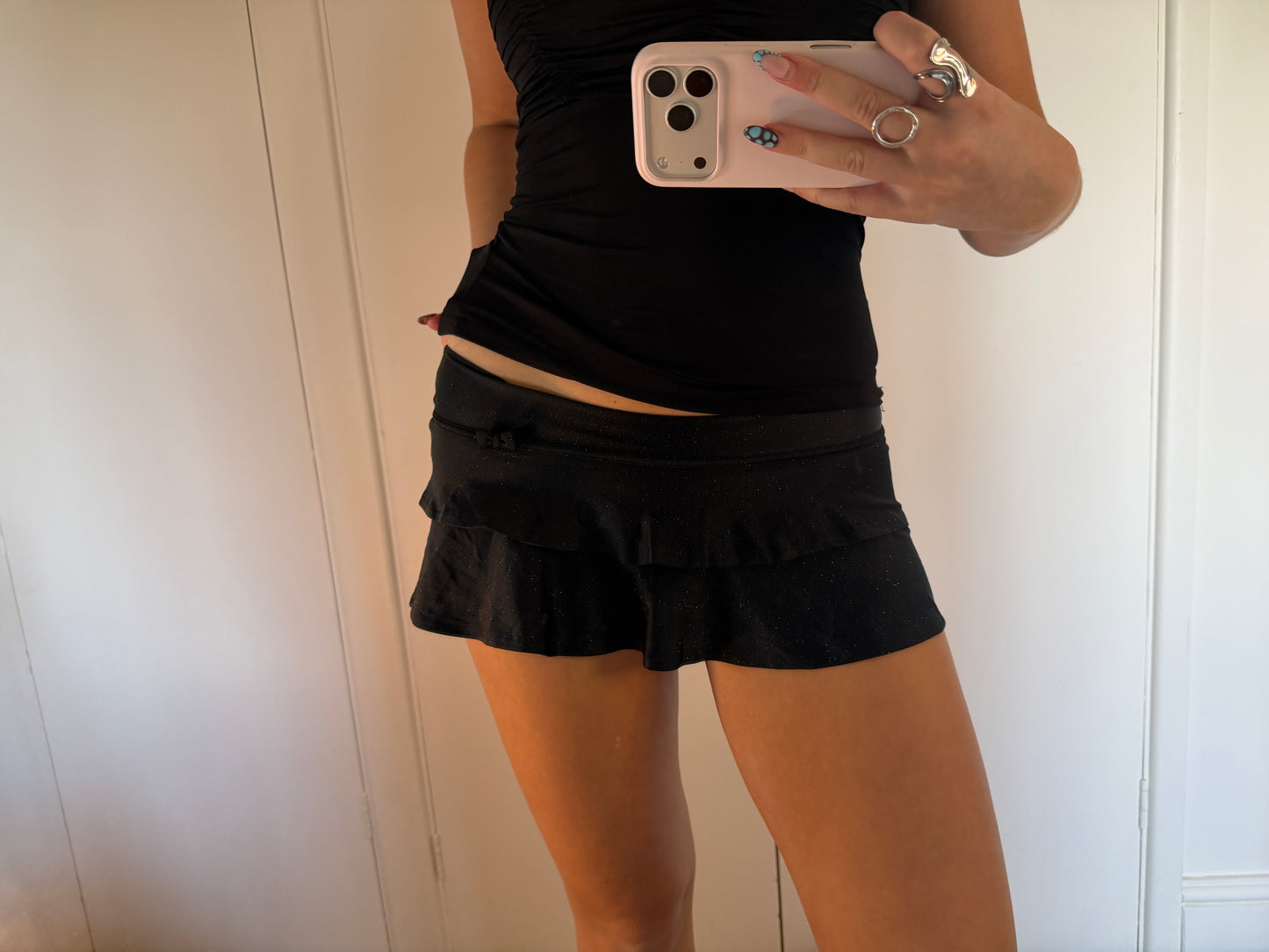 black mini skirt