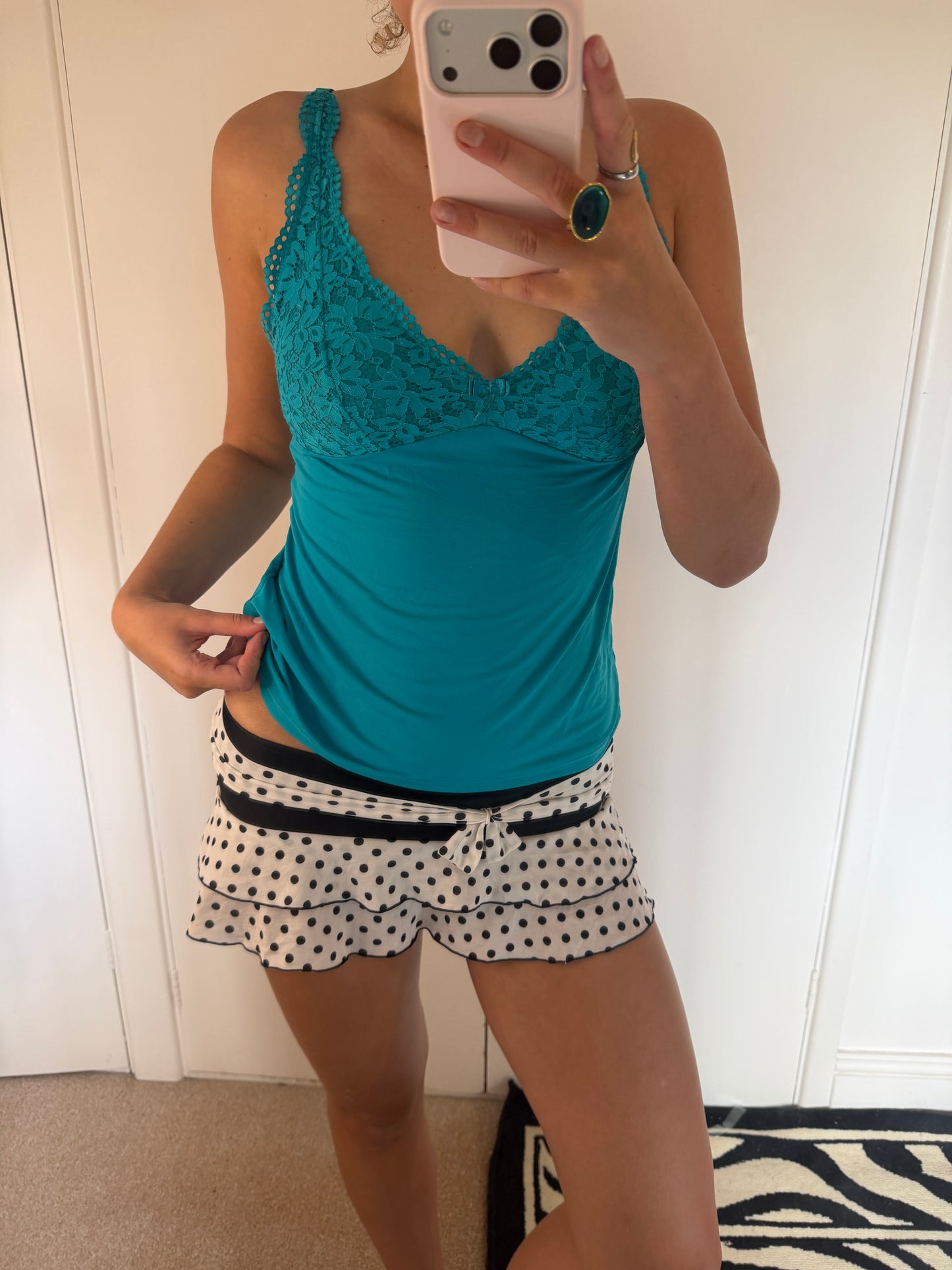 polka dot mini skirt