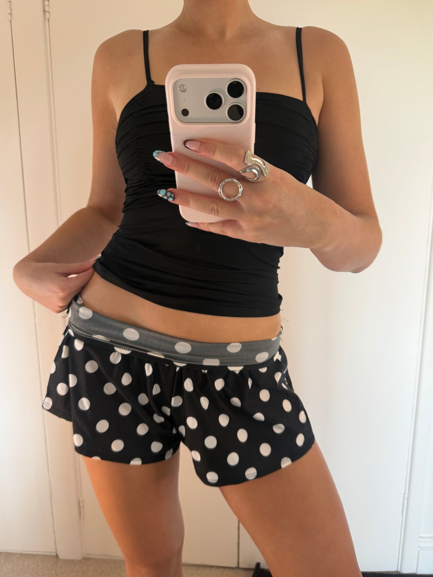 polka mini shorts