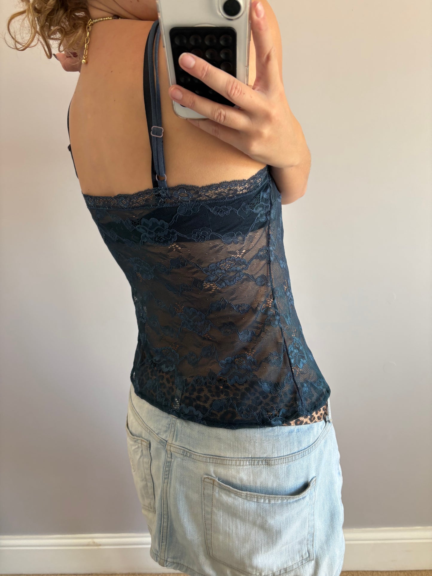 laced blue cami