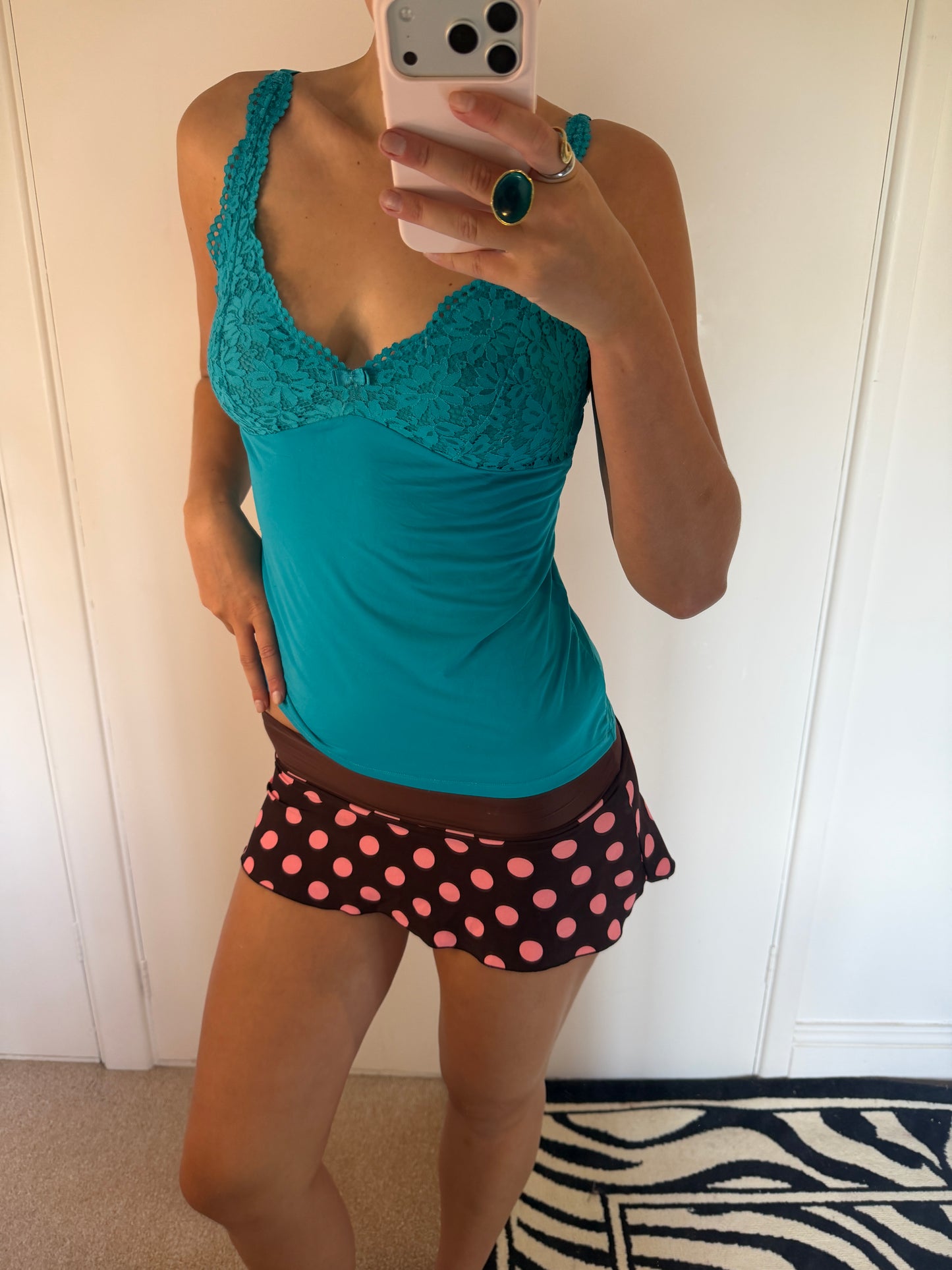 polka mini skirt
