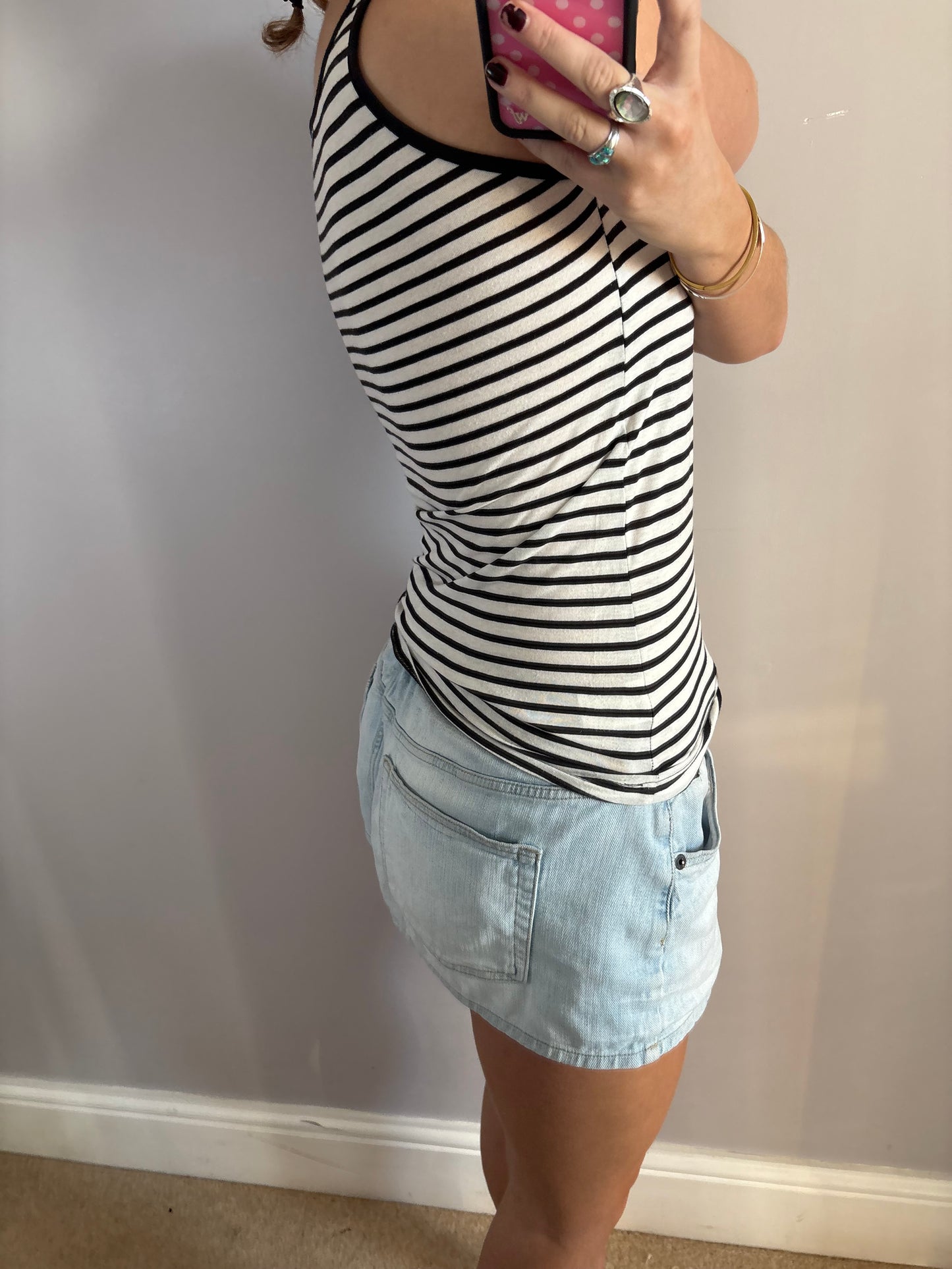 striped grommet vest