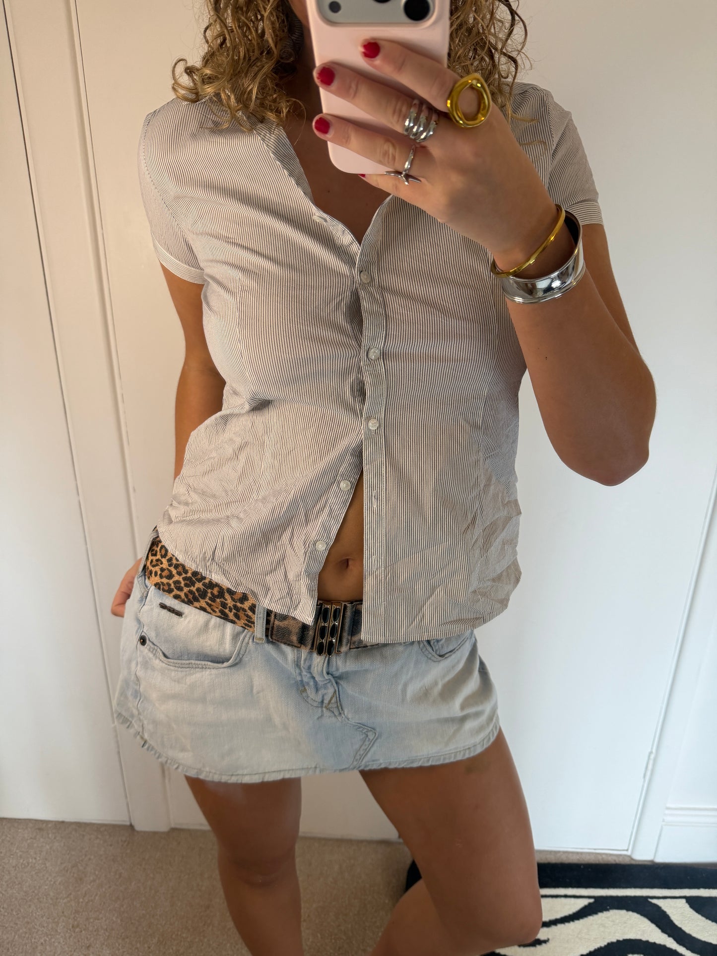 pinstriped shirt